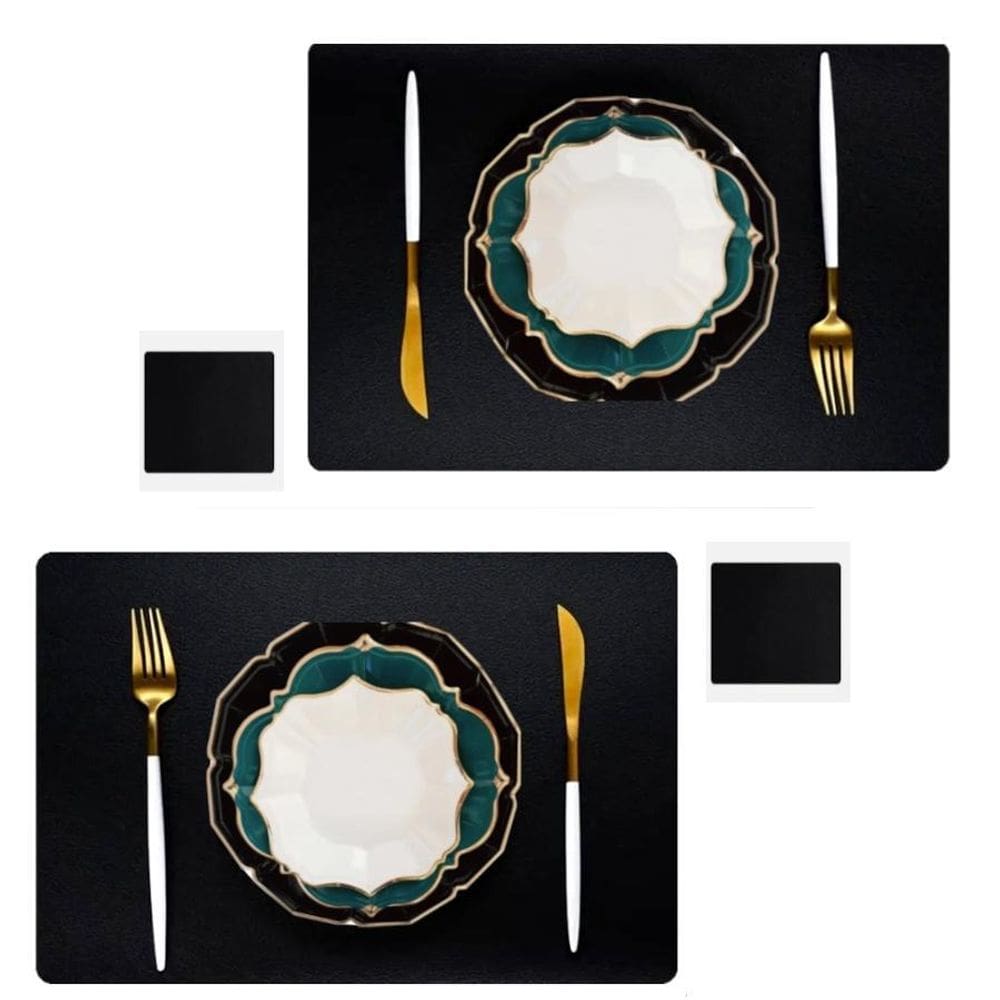 12 Jogos Americanos Mesa Jantar Impermeável + Porta Copos