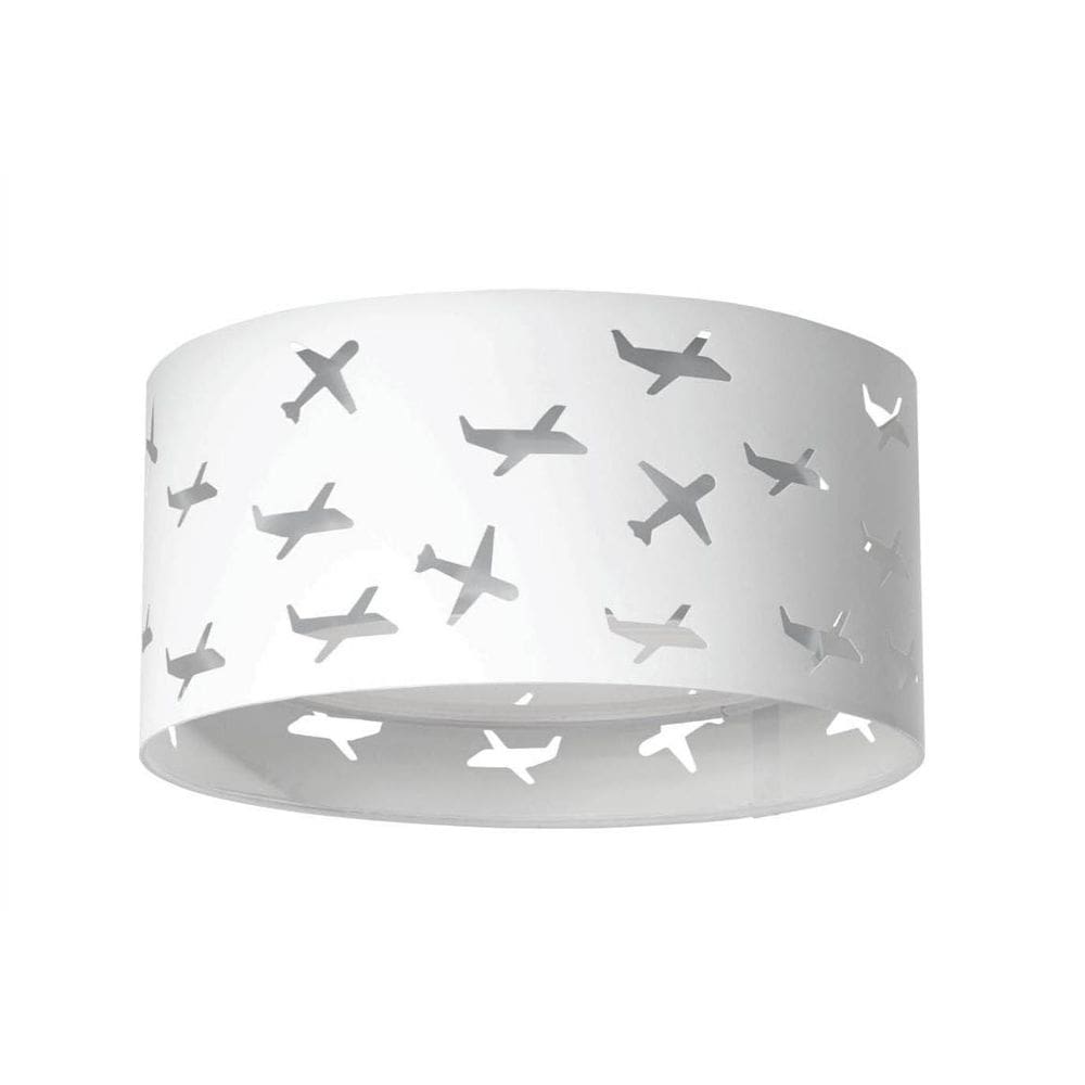 Luminária Infantil Plafon Aviões Duplo Cinza 30X16