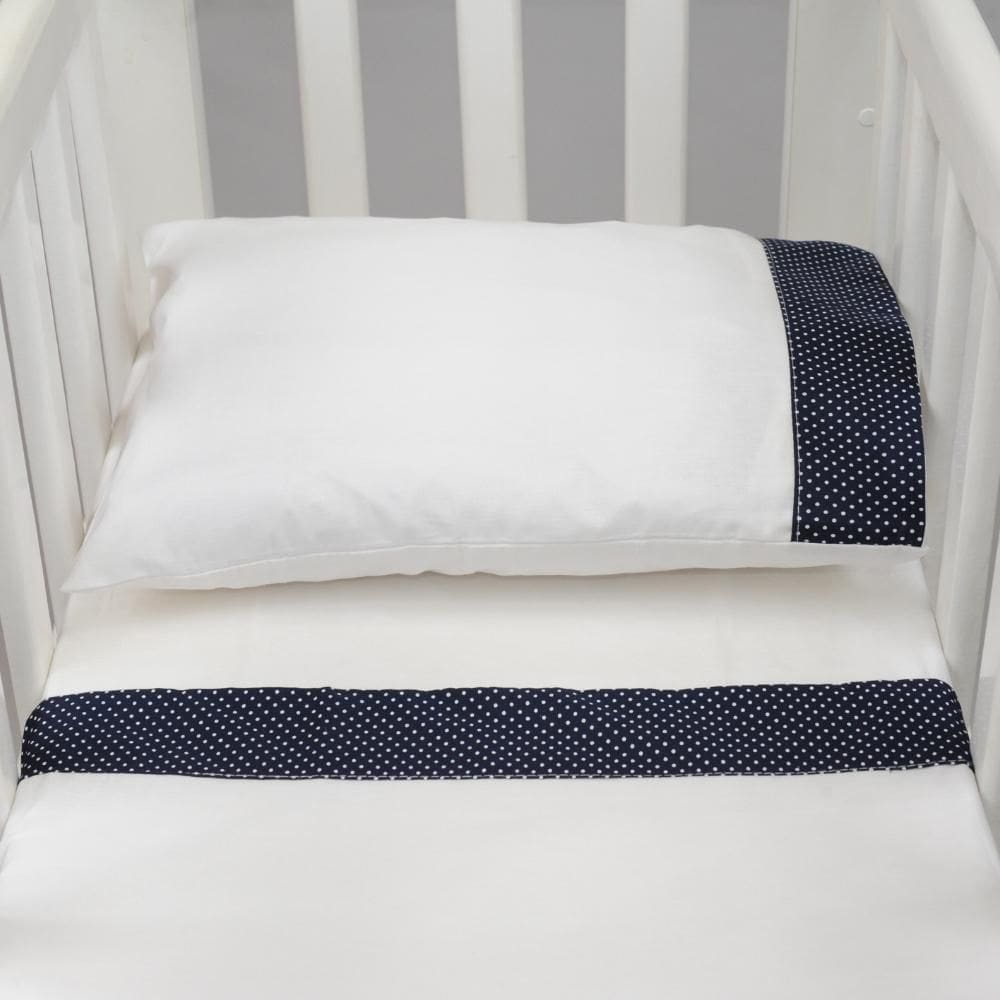 Jogo de Lençol para Mini Berço 3 Peças Poá Azul Marinho