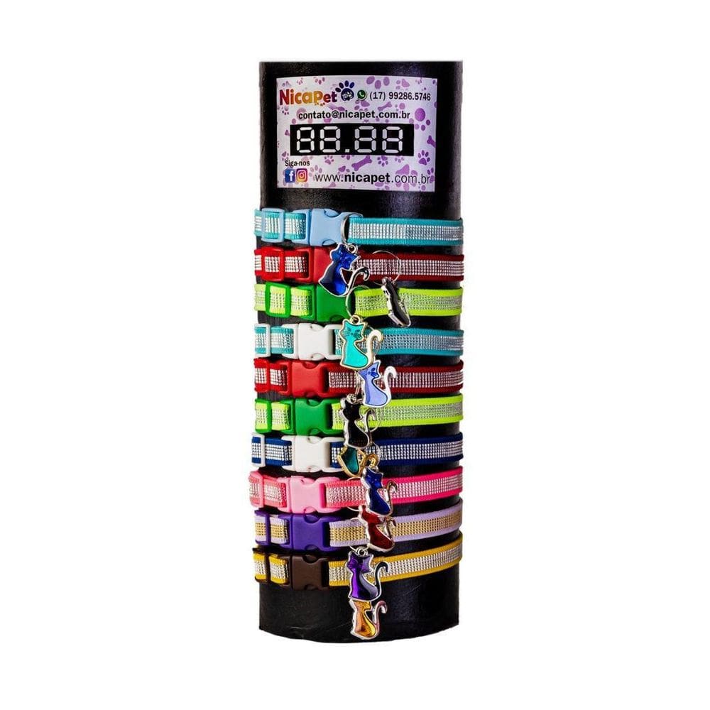 Coleira Para Gato Refletiva Com Pingente - Display 10 Un.