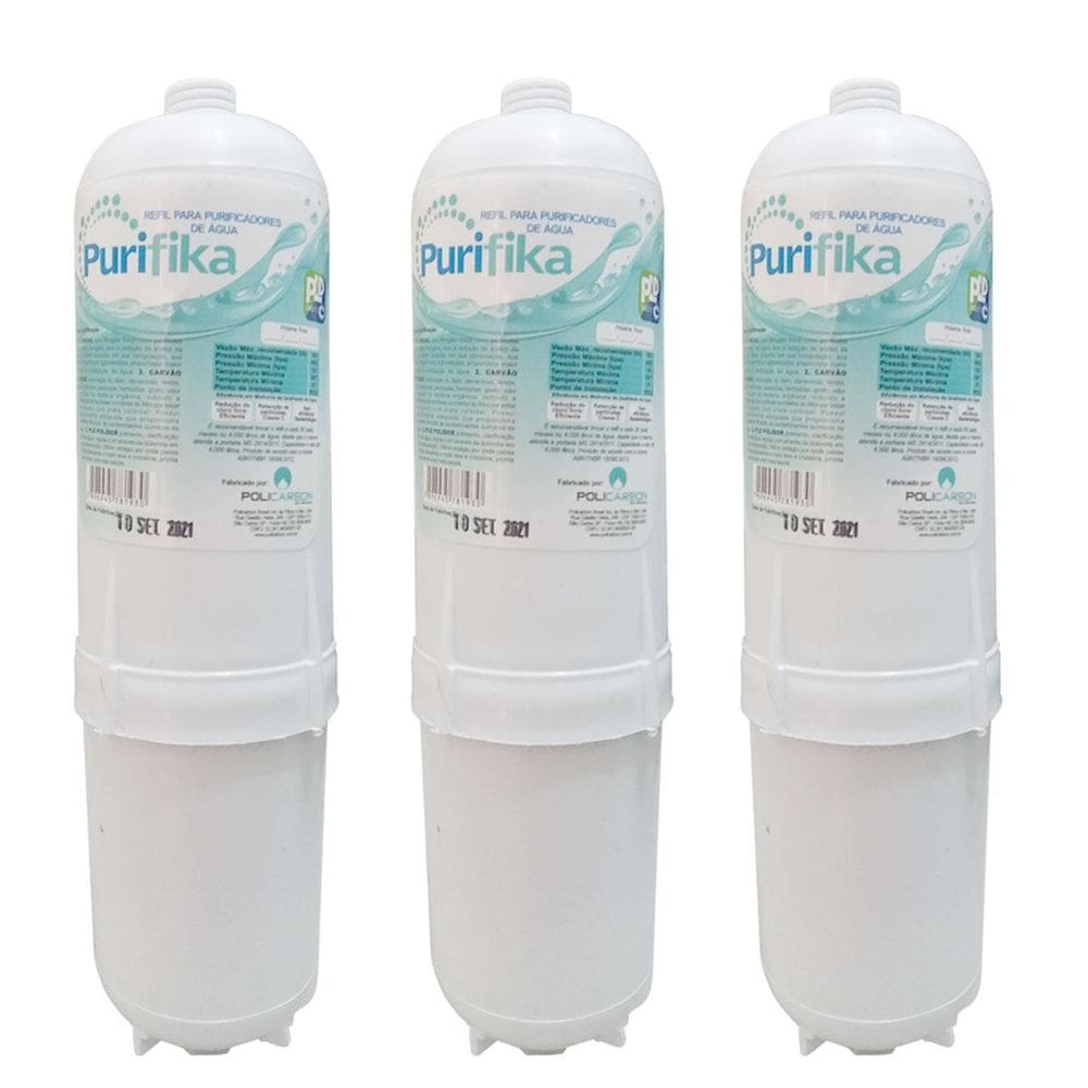 Kit 3 Filtros Refil Purificador De Agua Soft Everest