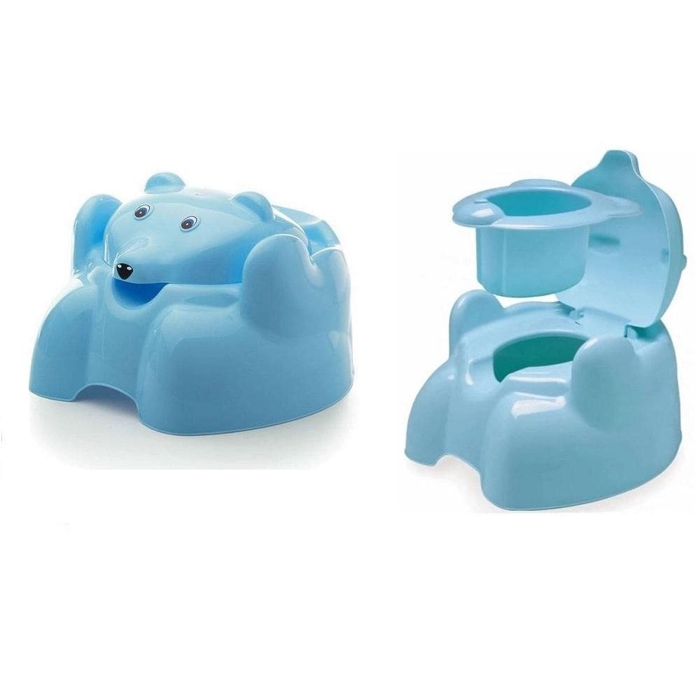 Troninho Pinico Azul Urso Com Tampa Para Bebê