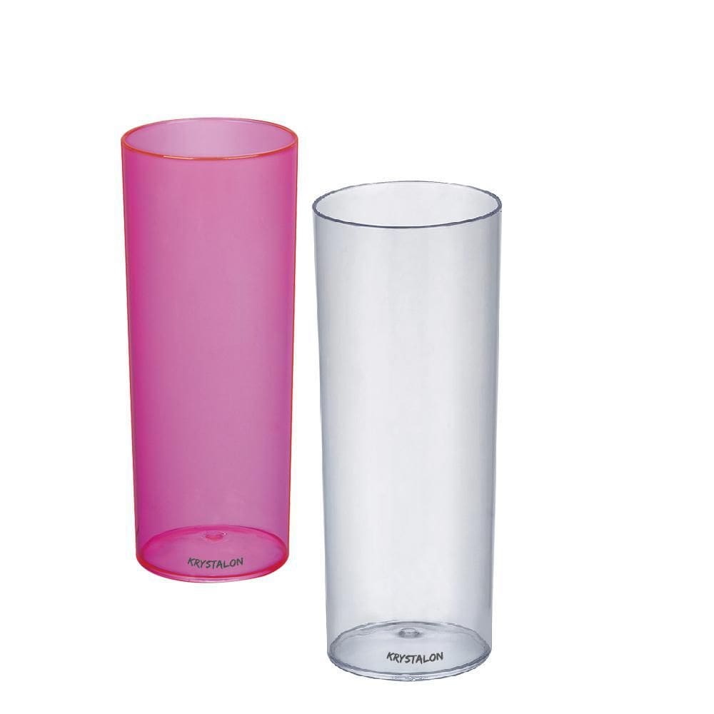 Kit 2 Copos Tubo Rosa Neon E Transparente 300 Ml