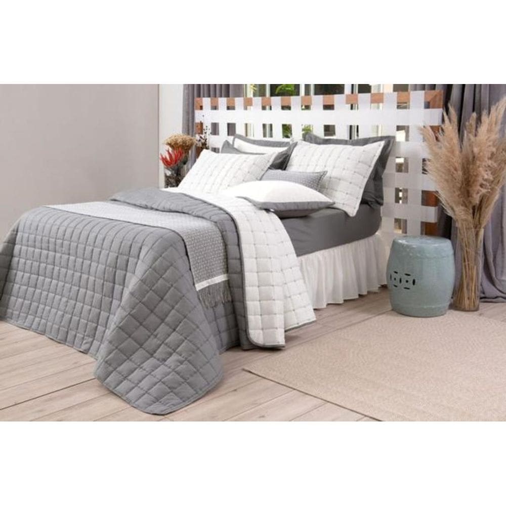 Kit Cobre Leito Diana Super King Cinza 2,75 X 3,00 M 5 Peças