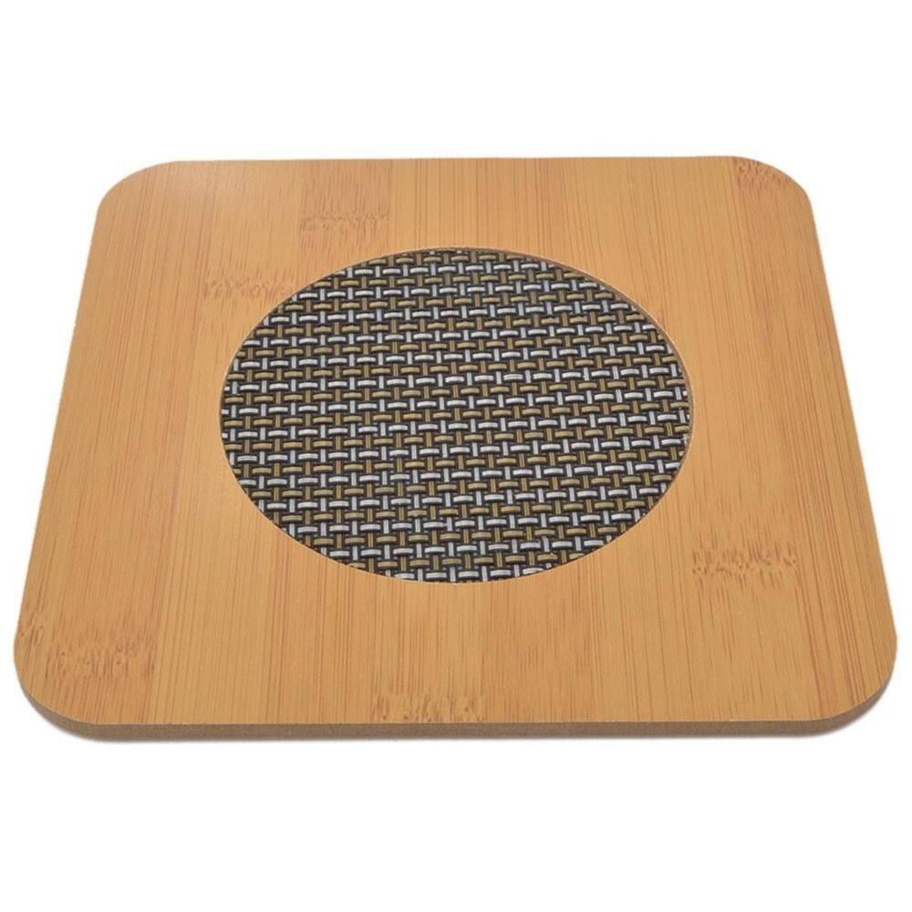 Suporte Mesa Descanso De Panela Cozinha Quadrado Em Bambu