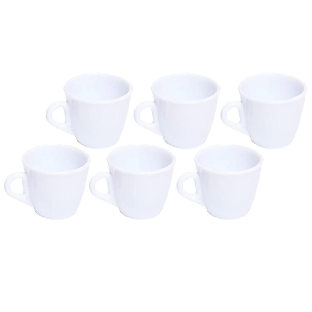 Kit 6 Xicaras Em Acrílico Cristal Café - Chá Decor - Branca