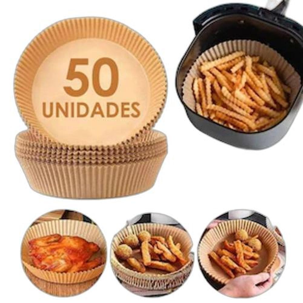 50 Forros Papel Airfryer Tapete Antiaderente Forno 20X16X4,5