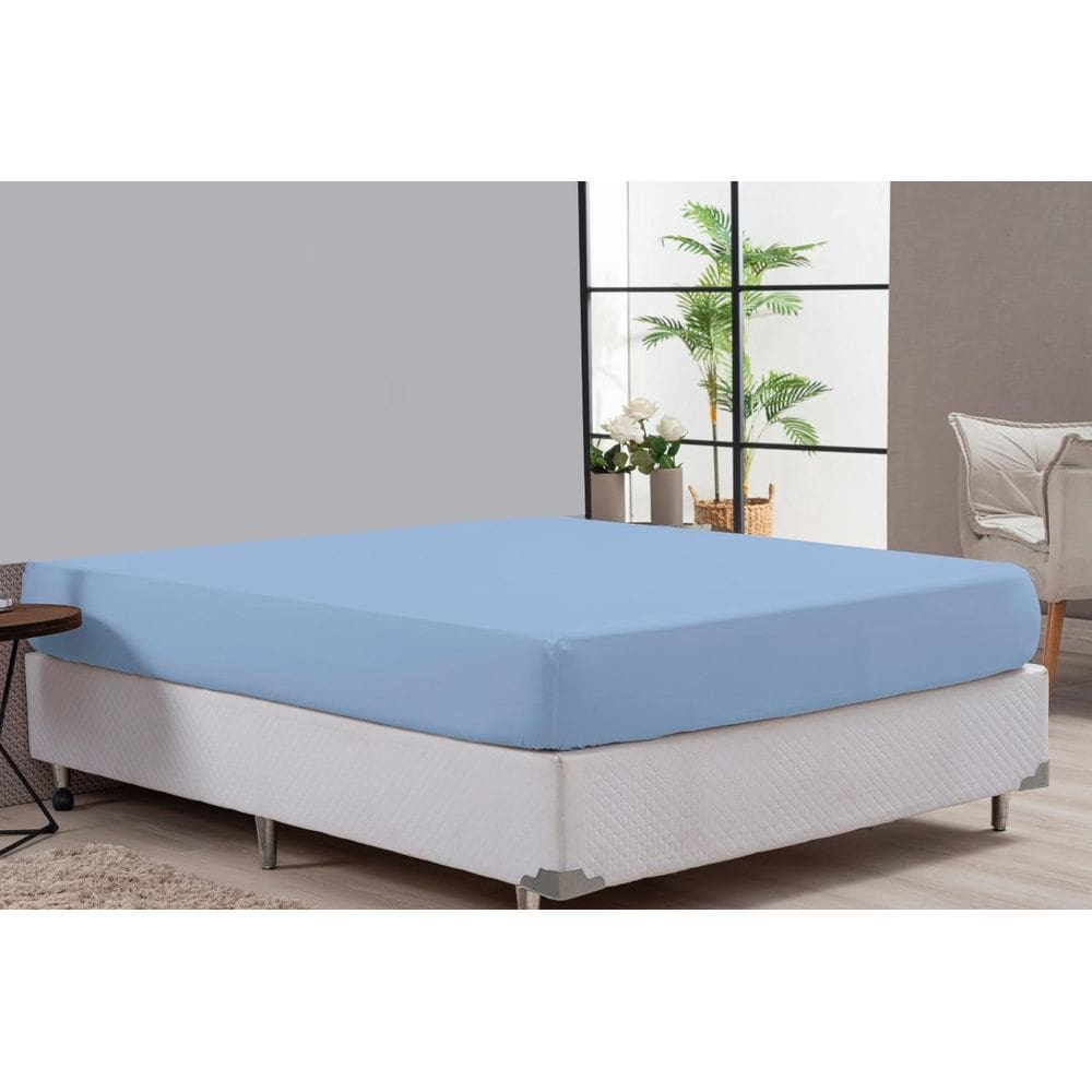 Lençol Casal King Avulso Azul Percal Clinica Hospedaria