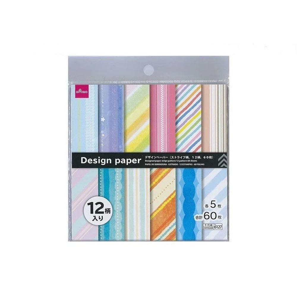 Papel De Origami - Estampa: Listrado 12 Modelos - 60 Folhas