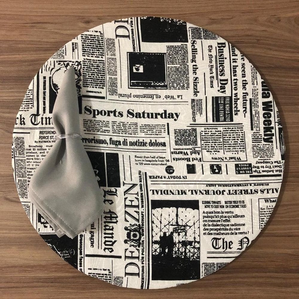 Jogo De Sousplat De Tecido 4 Lugares Completos Cinza