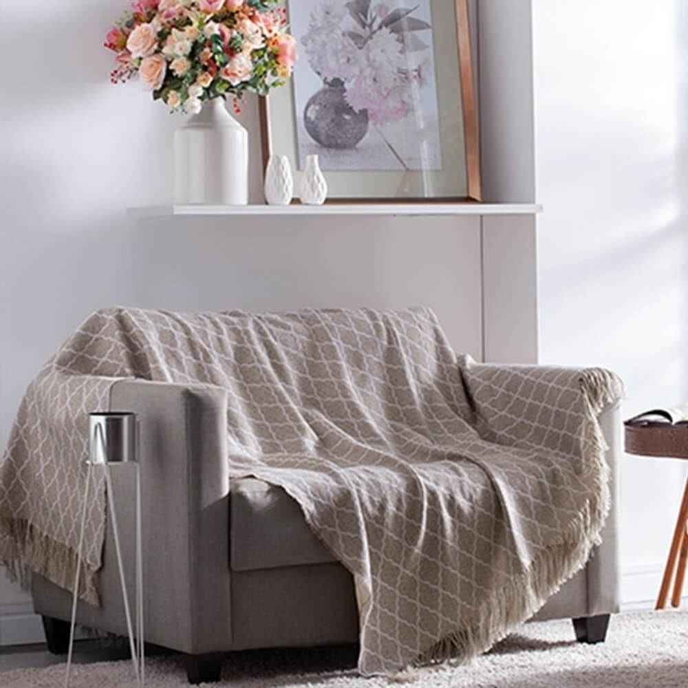 Manta Para Sofá Jacquard Casablanca - Adomes Vitral Bege