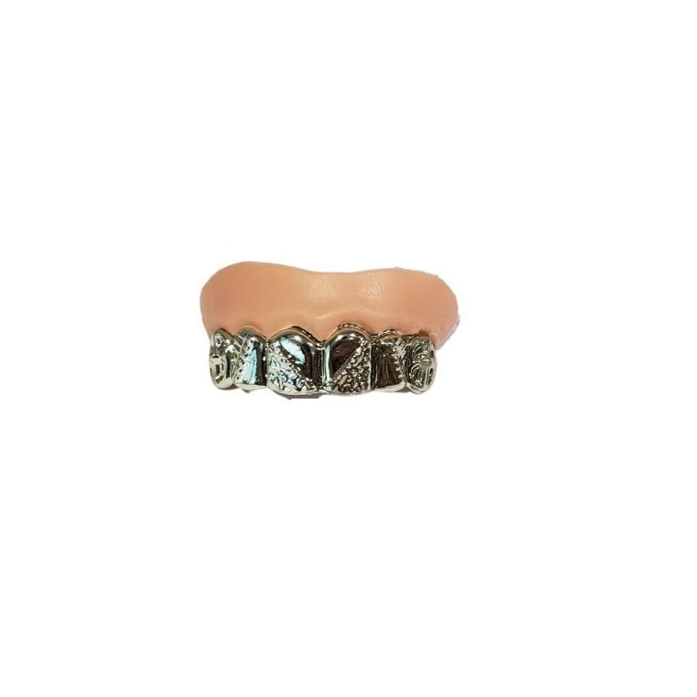Dentes Prata Modelo 1 Plástico Fantasia
