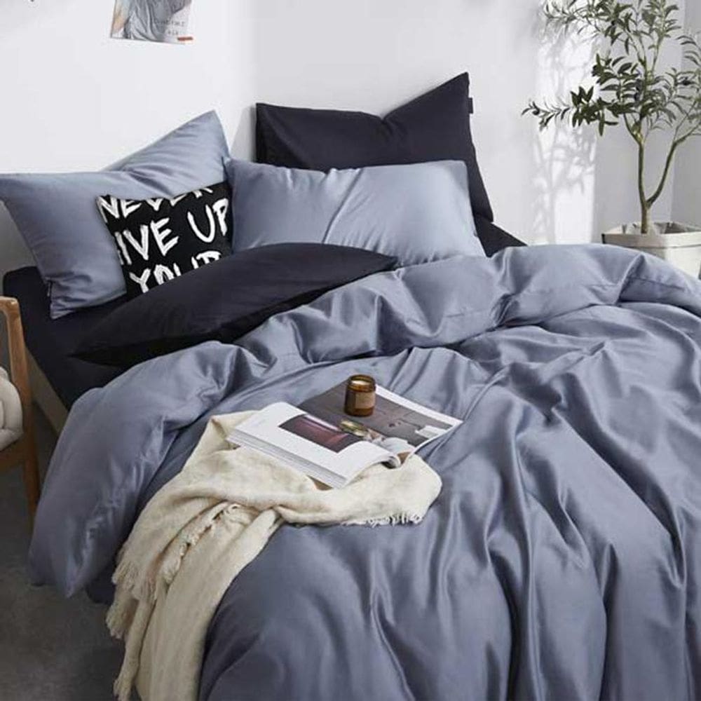 Jogo De Cama Solteiro 7 Peças Preto/Cinza 180X240Cm