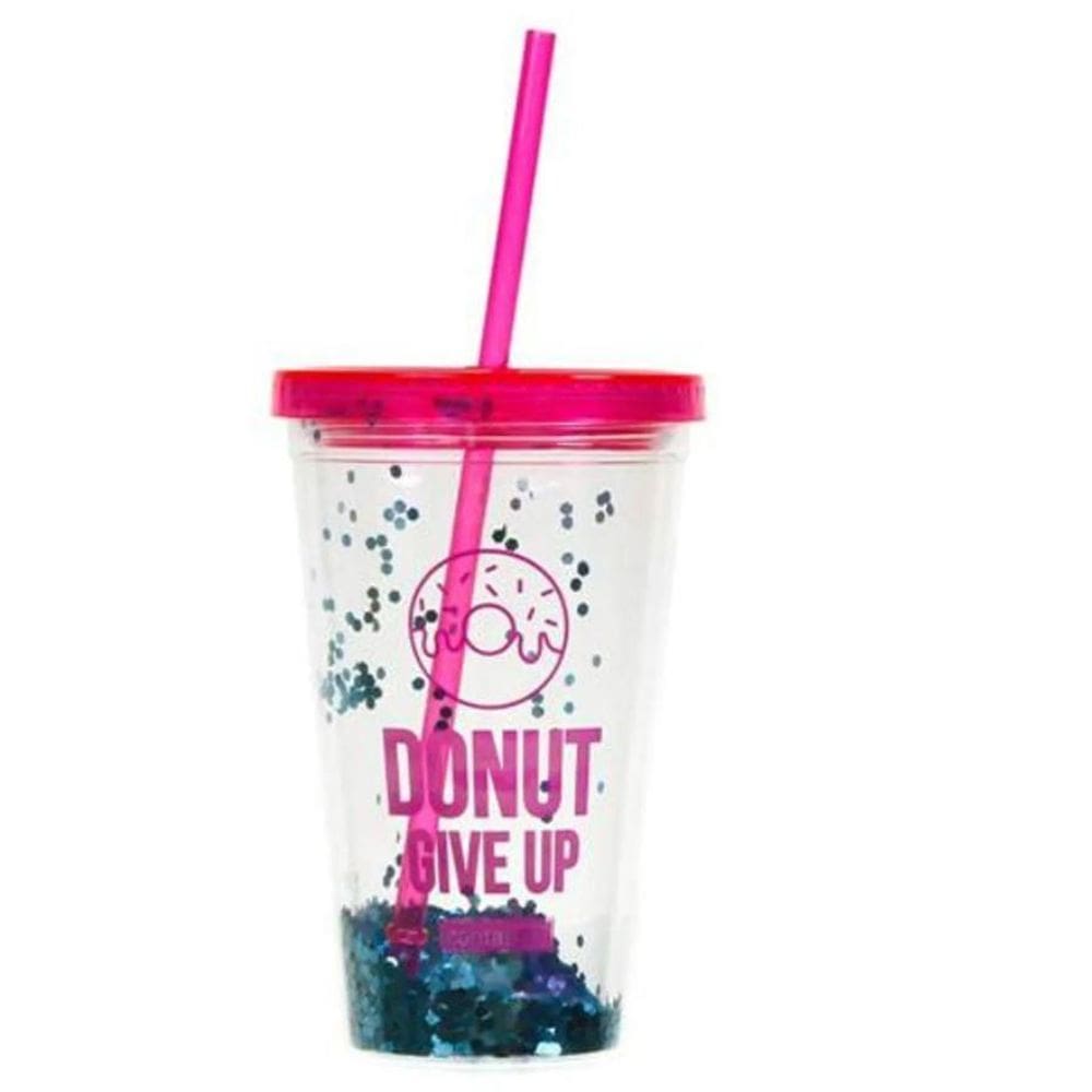 Copo Com Canudo Rosa Glitter Dermiwil 37741