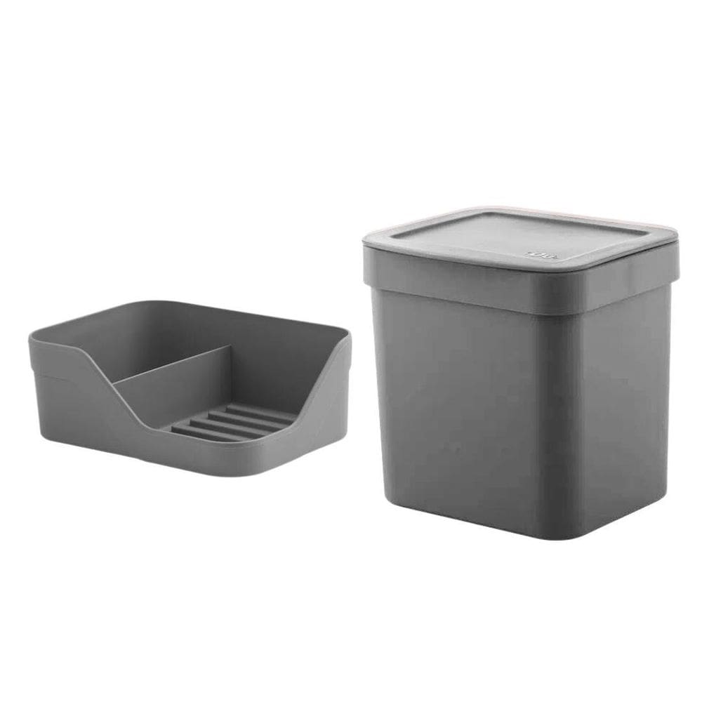 Kit Cozinha Organizador Porta Detergente Lixeira - Cinza