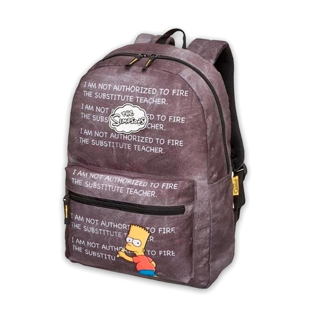 Mochila Costas Escolar Bart Simpson Chalkboard Cinza Escuro
