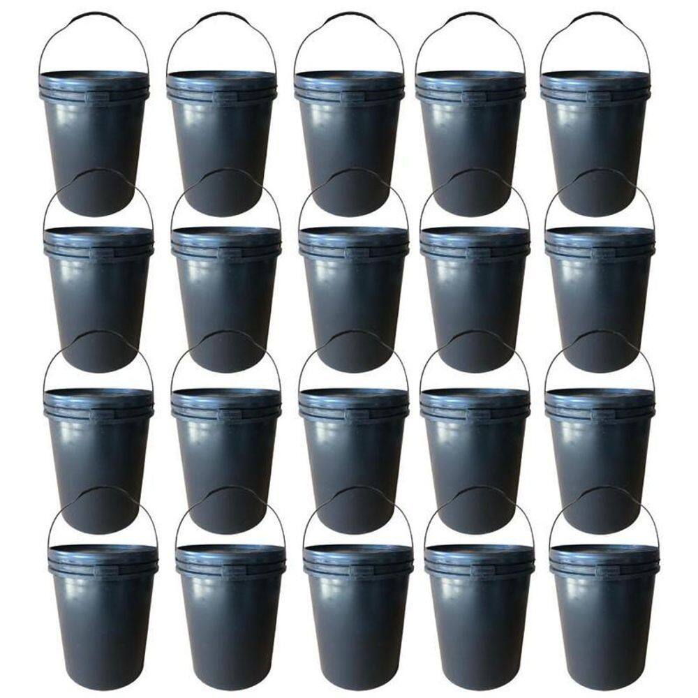 Balde 16L Plastico Virgem Alça Plástica Tampa Lacre - 20 Pçs