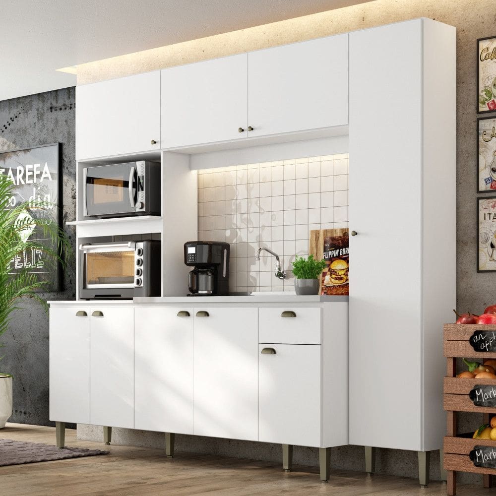 Cozinha Compacta 9 Portas 1 Gaveta sem Cuba Moderna THB