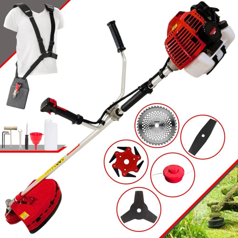 Roçadeira Kawashima KW52L À Gasolina 2T 2,5HP 52cc Com Lâmina Facão + Lâmina 3 Pontas + Lâmina 6 Pontas + Lâmina 40 Dentes de Vídea + Carretel Nylon