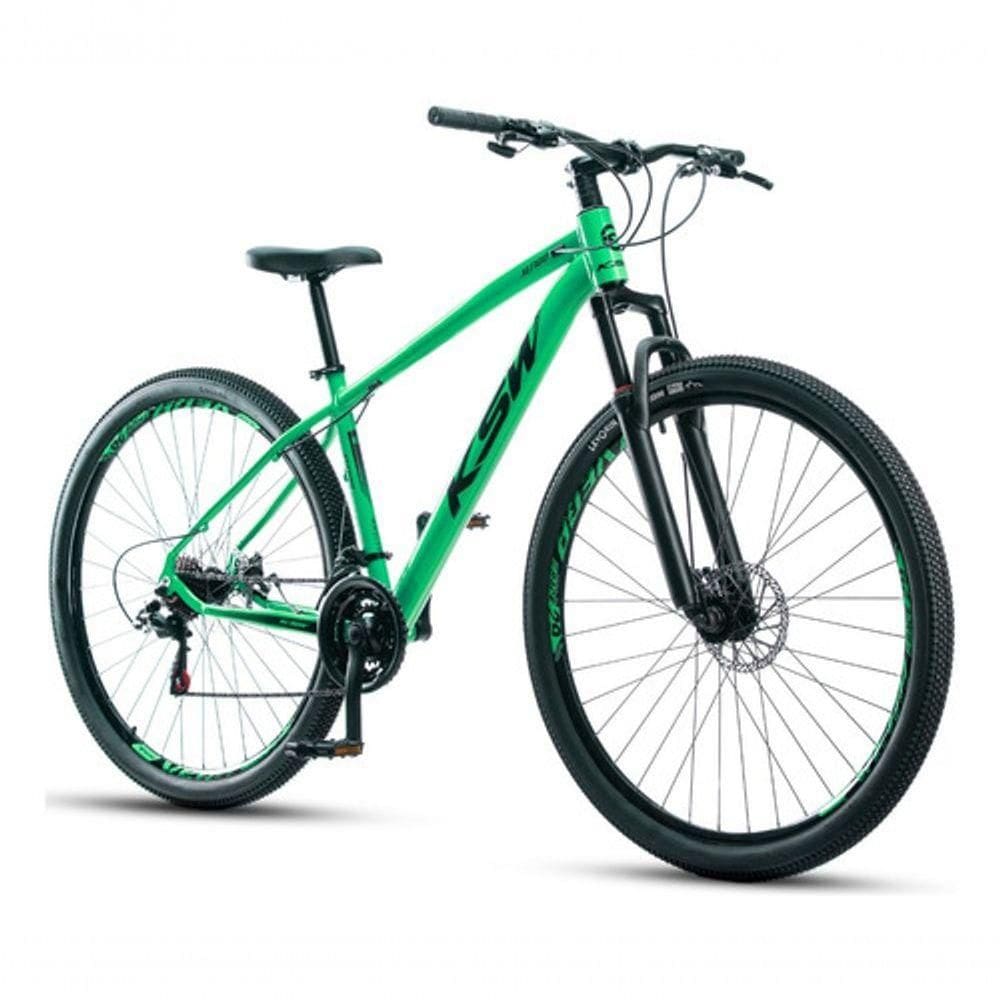 Bicicleta Ksw Xlt 100 Aro 29 24v Freio A Disco Mecânico Mtb Alumínio Verde 19