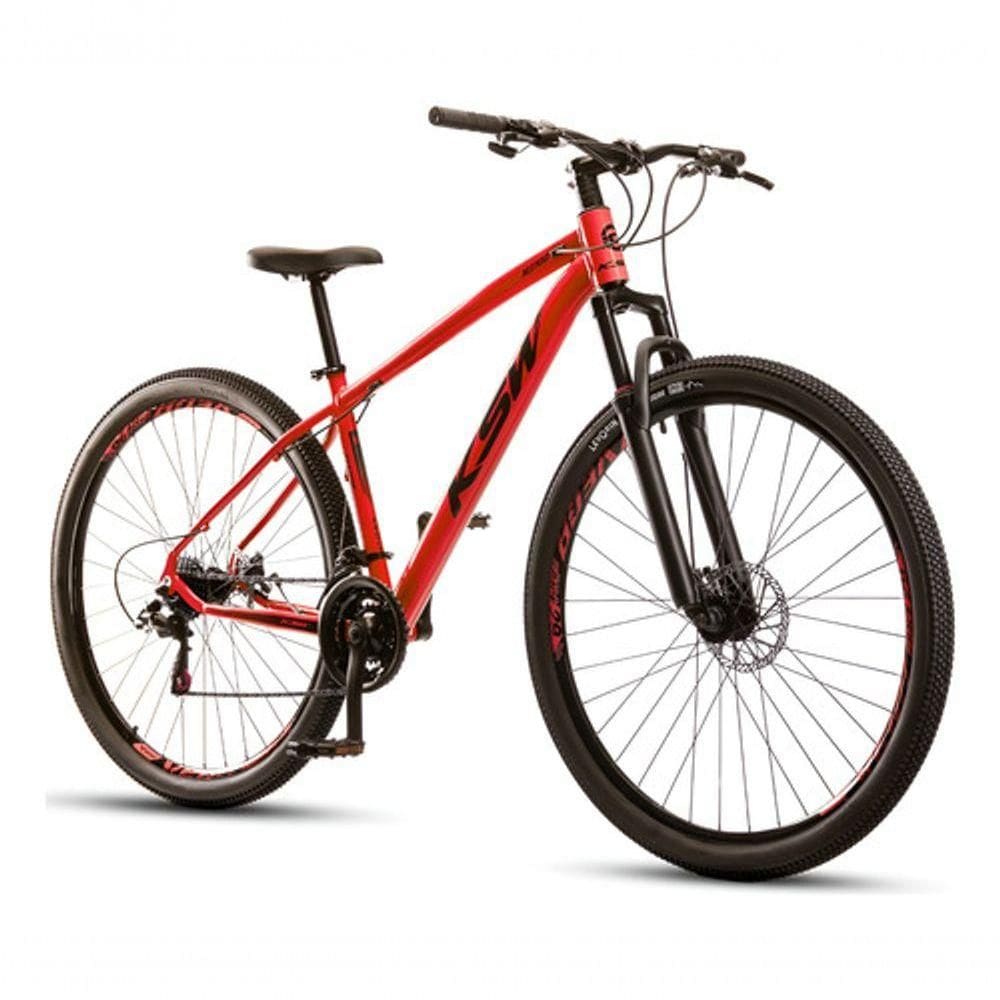 Bicicleta Ksw Aro 29 21 Velocidades Freio A Disco Mecânico Alumínio Vermelho Ferrari 21