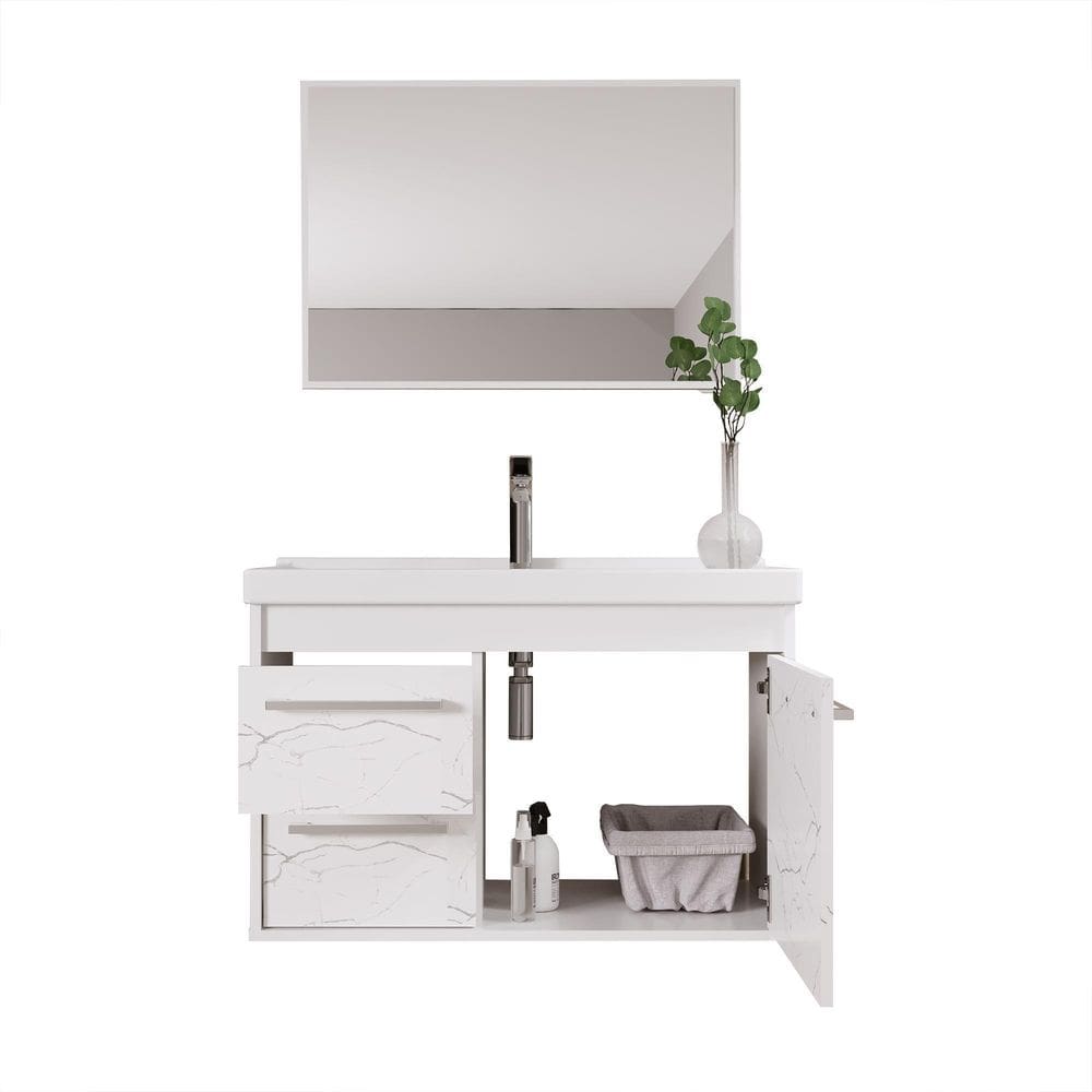 Gabinete Banheiro Em Mdf E Cuba - Potenza Branco 60Cm