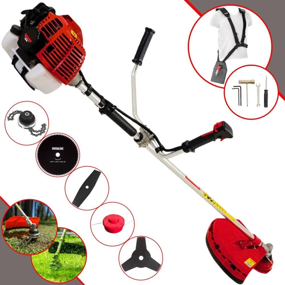 Roçadeira Multifuncional À Gasolina Kawashima KW52L 52cc 2T 2,5HP Completa Com Carretel + Faca 2 Pontas + Faca 3 Pontas + Faca 80 Dentes + Trimmer