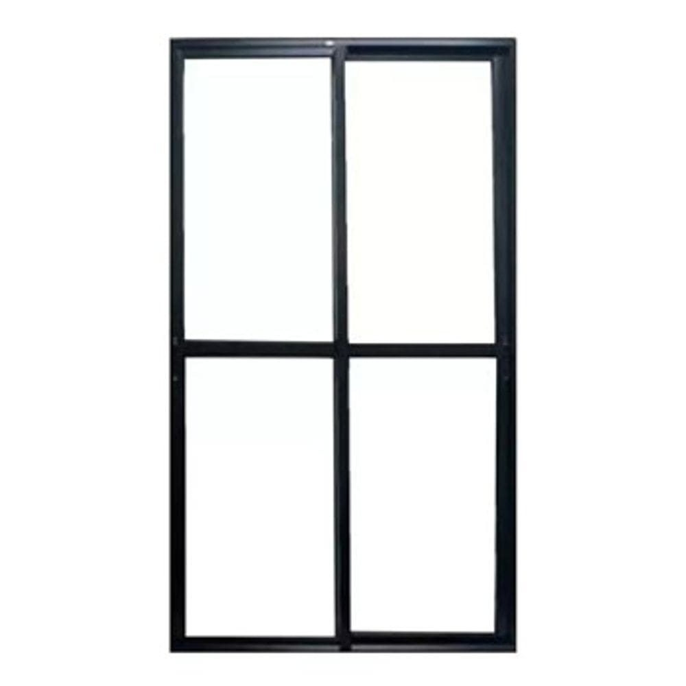 Porta Sacada 2 Folhas Aluminio Preto C/Trinco 2.10x1.20