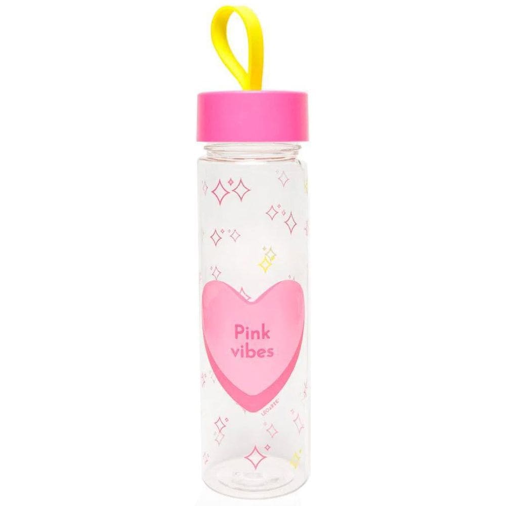 Garrafa Plástica Transparente - Leoarte - Pink Vibes 500Ml