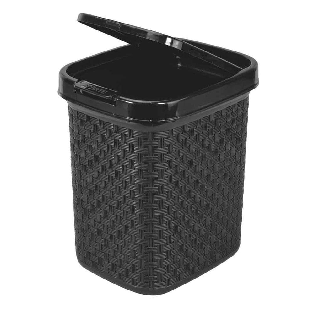 Lixeira De Pia Rattan Com Tampa 4,5 Litros Preto Nitron