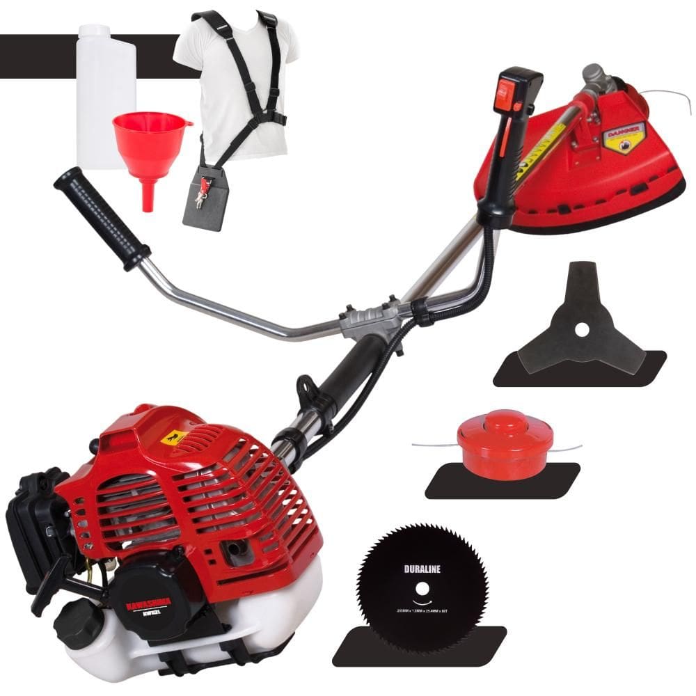 Roçadeira À Gasolina KW52-L Kawashima 2 Tempos 52cc 2,5HP Alta Rotação Cortador de Grama Completo Com Carretel Nylon + Faca 3 Pontas + Faca 80 Dentes