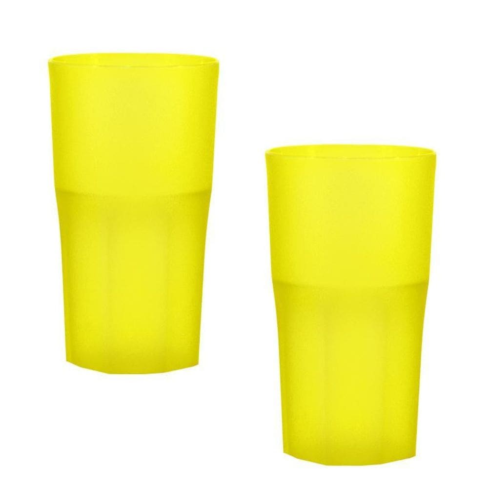 Kit 2 Copos Roma Amarelo Neon 360Ml Plástico Premium