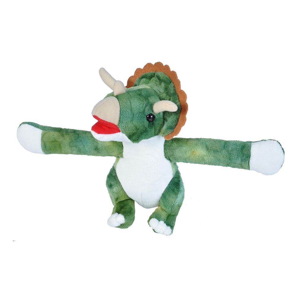Brinquedo de pelúcia Wild Republic Huggers Triceratops com pulseira Slap