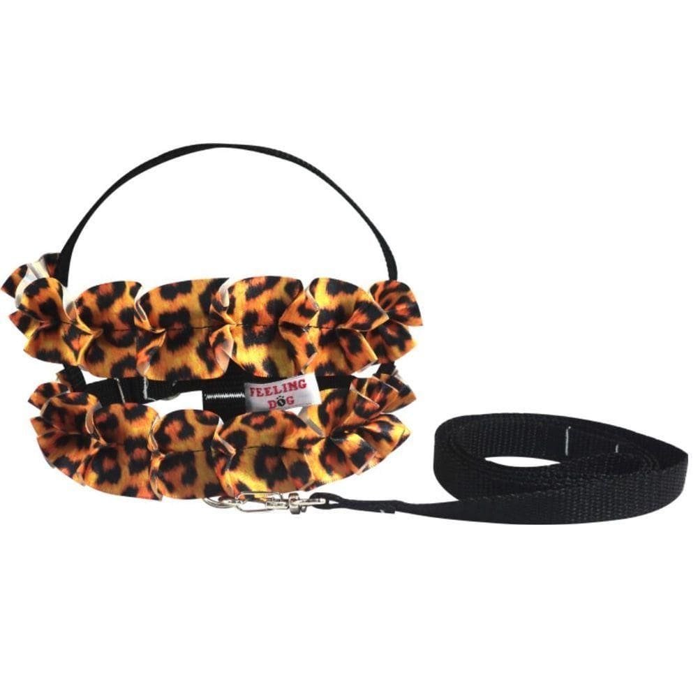 Conjunto Peitoral E Guia Com Babado Onça N 0