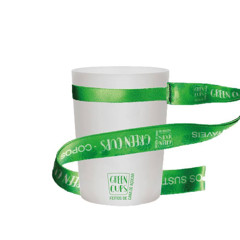 Kit 2 Copos Eco Branco Com Cordão Green Cups 320 Ml