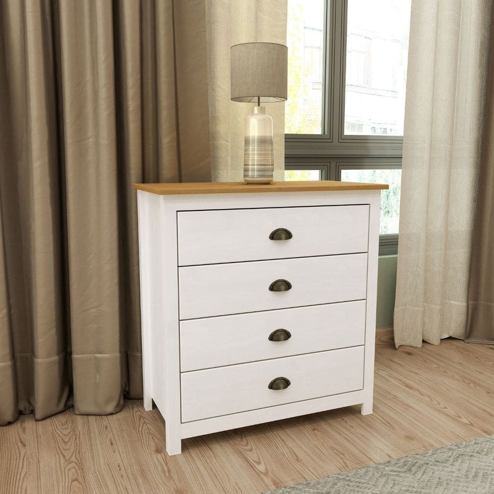 Cômoda Madeira Maciça 4 Gavetas Quarto Closet Boho Rústico