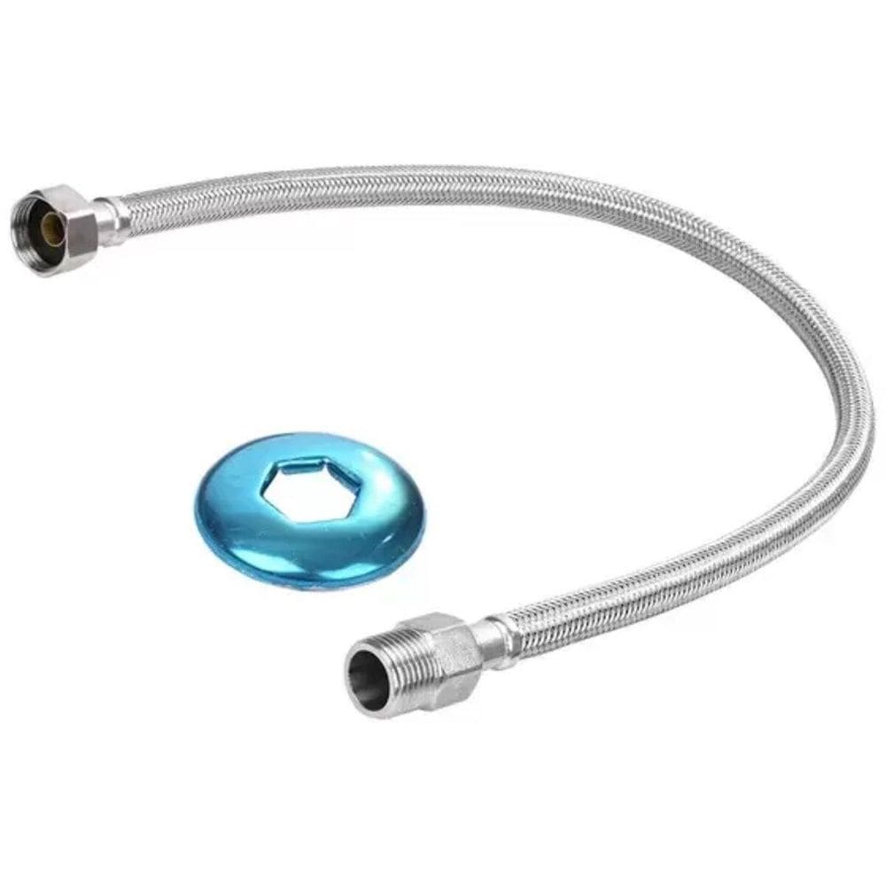 Engate Mangueira Flexível Trançado Aço Inox 40Cm Quente Fria