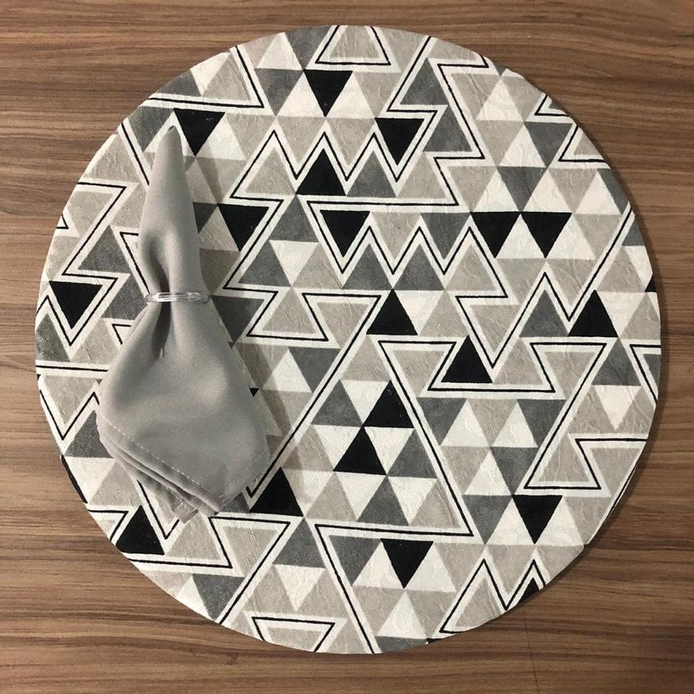 Jogo De Sousplat De Tecido 4 Lugares Completos Cinza