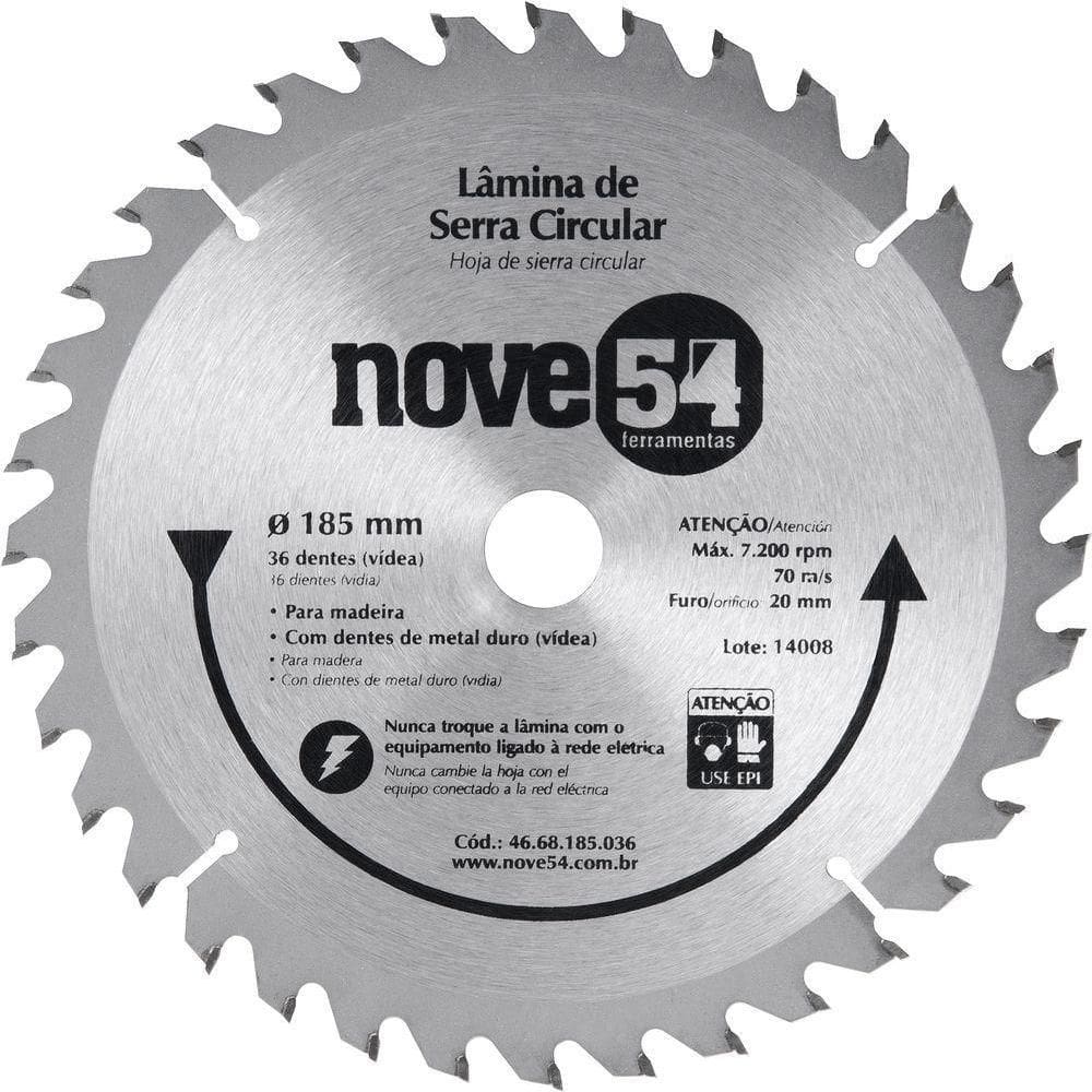 Lamina Serra Circular Vídea 185x20x2,2mm 36 Dentes 7200 Rpm