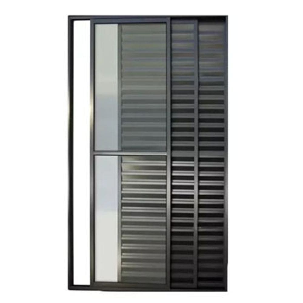 Porta Balcão 3 Folhas Aluminio Preto C/Trinco  2,10x1,50