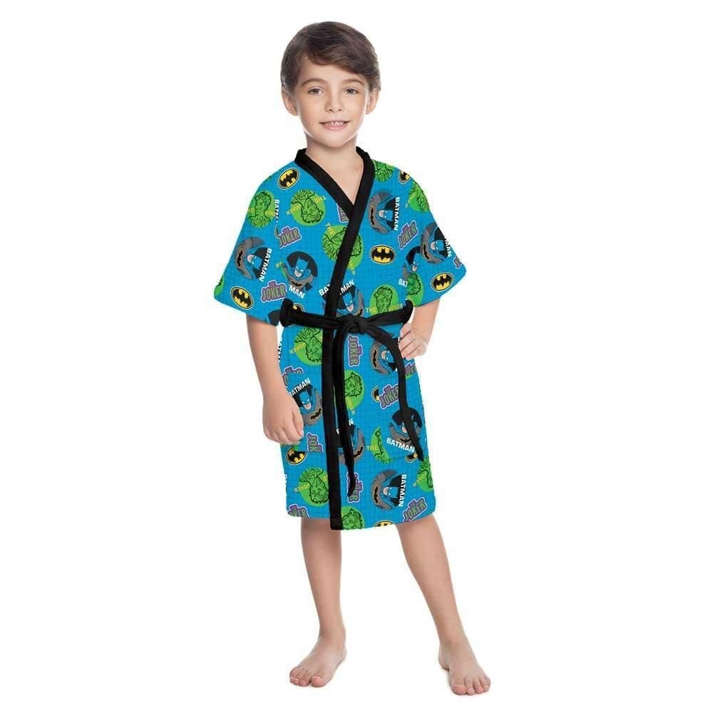 Roupão Infantil Aveludado Quimono Estampado Batman G