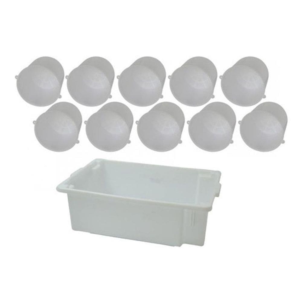 Kit 10 Formas Queijo 1Kg+ 1 Caixa De Armazenar 40 L  11 Pçs