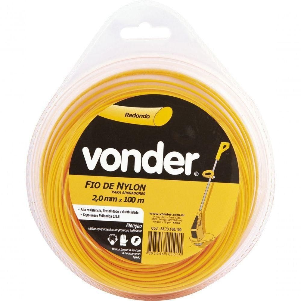 Fio De Nylon 2,0mmx100m Redondo Para Roçadeiras E Aparadores
