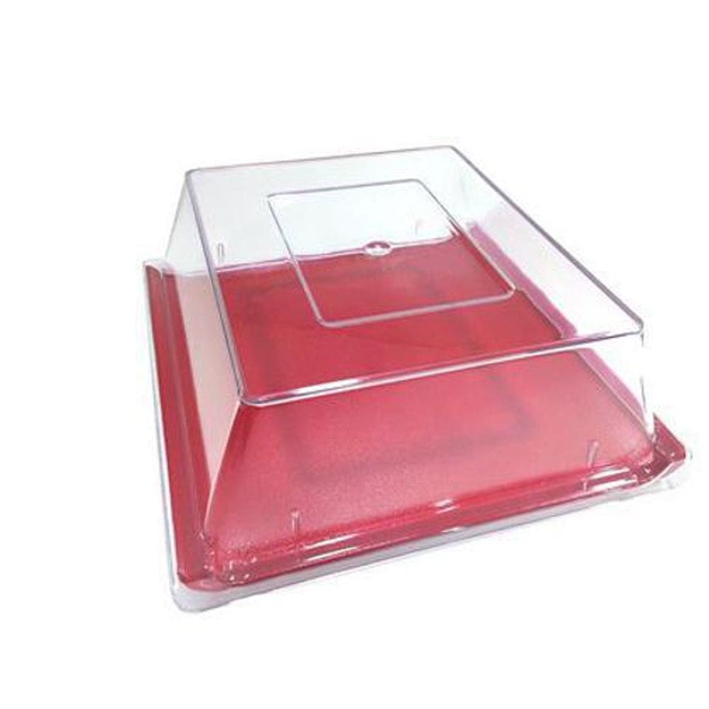 Bandeja Com Tampa 30X30Cm 6L Em Policarbonato Vermelho