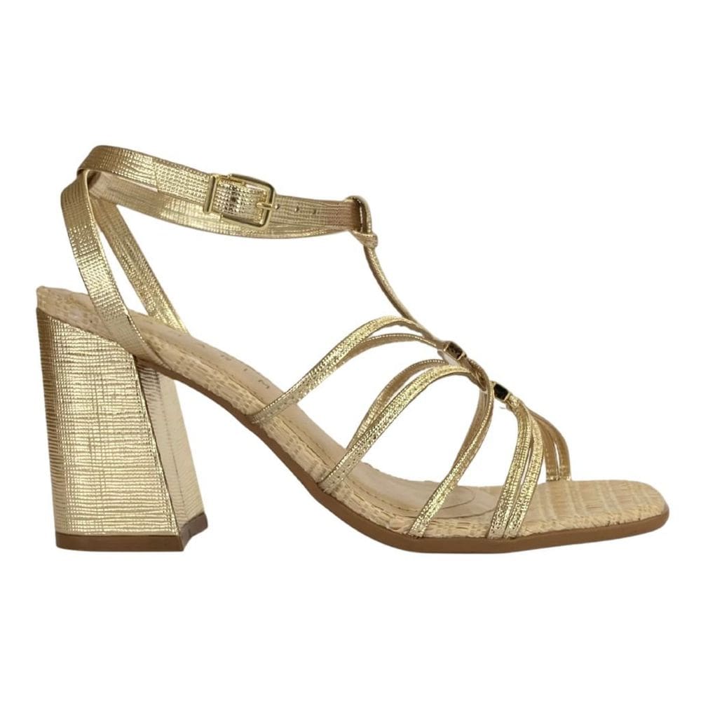 Sandália Ramarim 2541204 Feminino Ouro saltinho