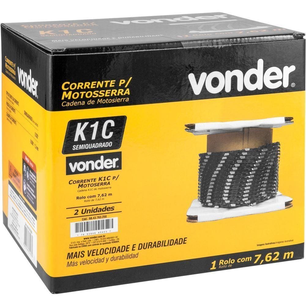Corrente K1c Para Motosserra Rolo Com 7,62 Metros 25 Pés Vonder