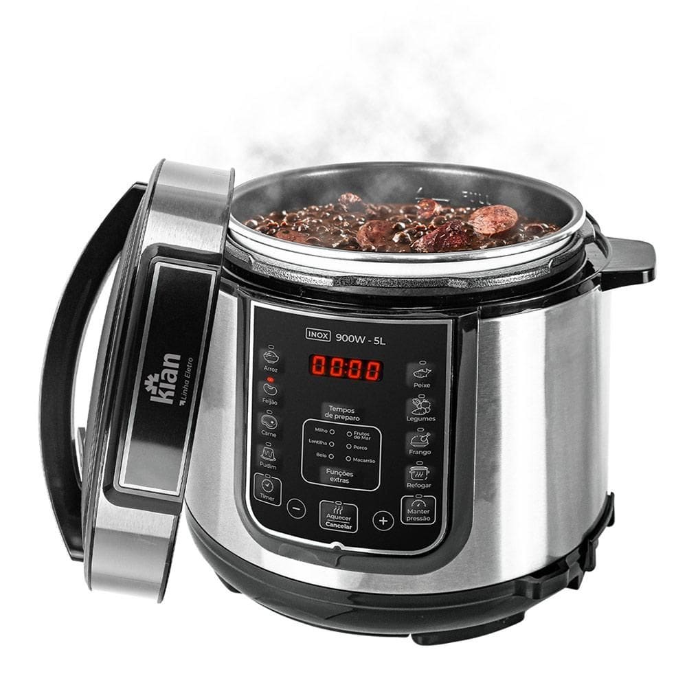 Panela de Pressão Elétrica 5L Kian PPE-101 Preta com Prata 127V