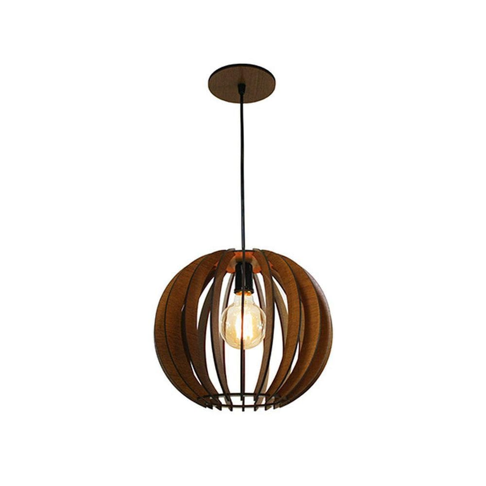 Luminária Pendente Ripado Bola 30Cm Mesa Balcão