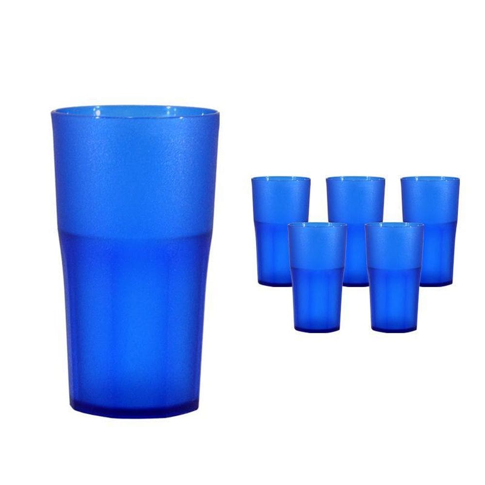 Kit 6 Copos Roma Cristal Azul 370Ml Plástico