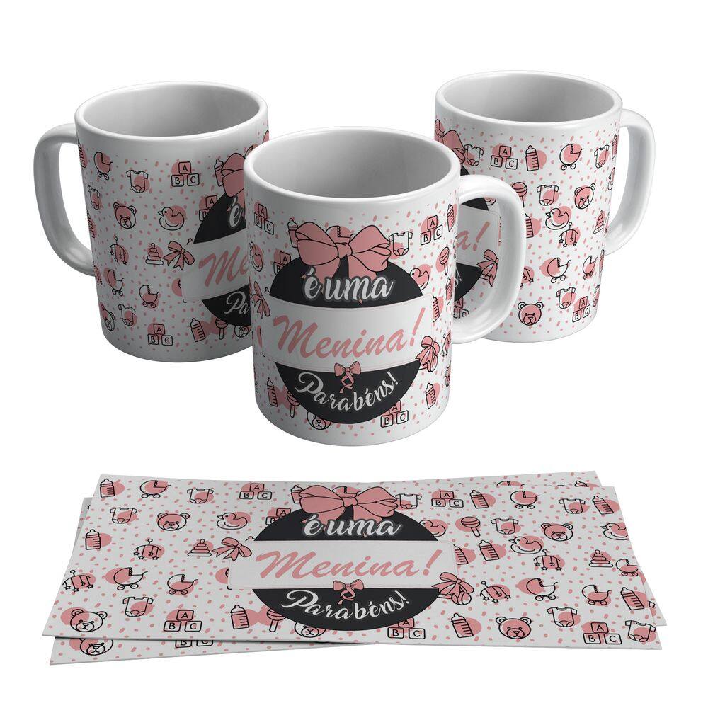 Caneca Bebê Nascimento É Uma Menina Bem Nascido 325ml